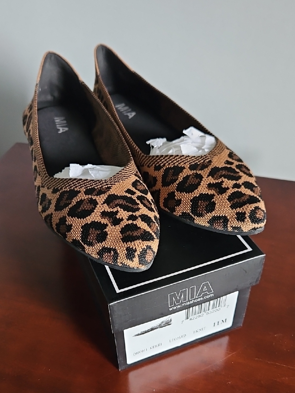 MIA Leopard Print Pointed Ballet Flats - Brown, Black